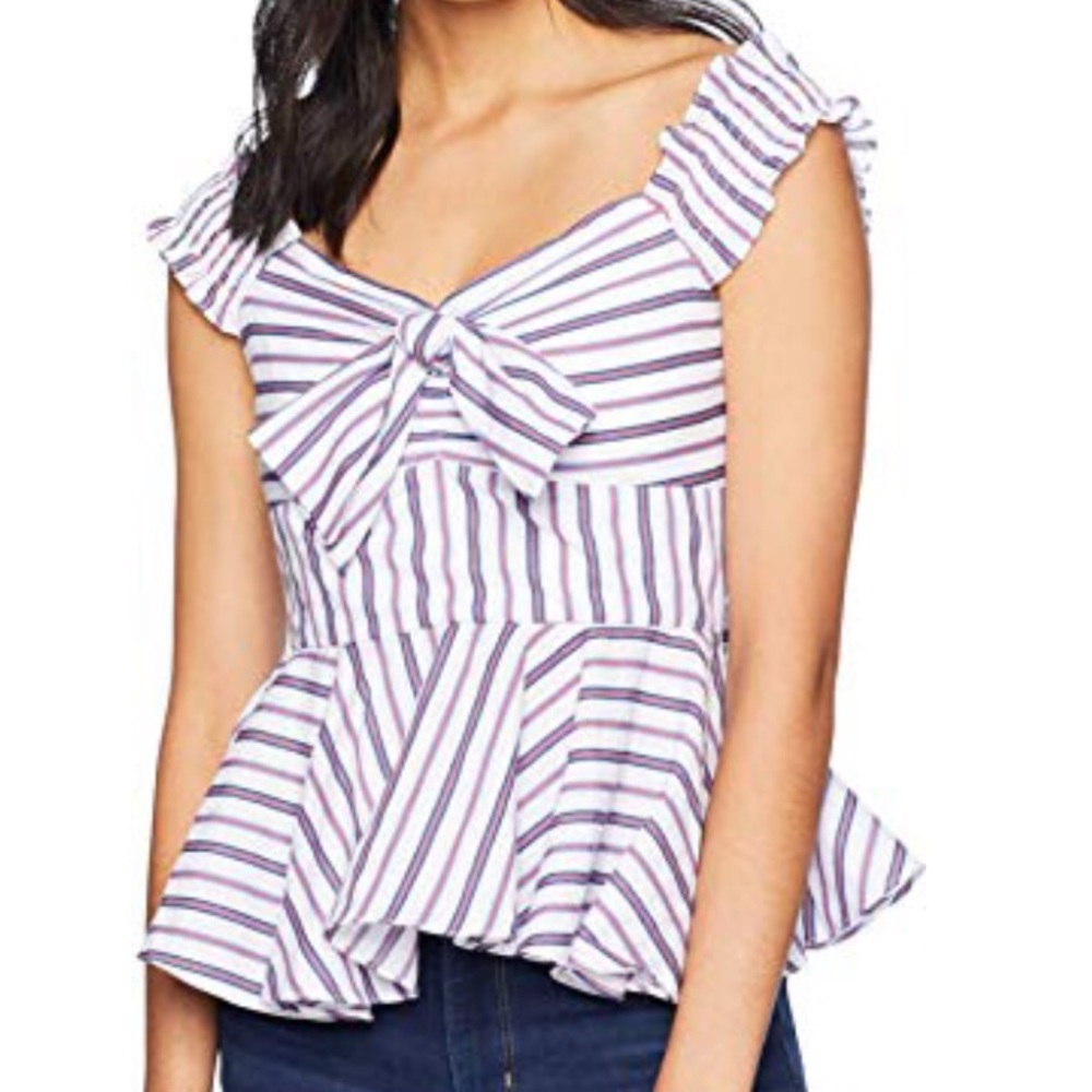 Romeo + Juliet Striped Off The Shoulder Bow Top!